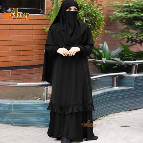 Stylish Dubai Charry Fabric New Abaya Set Borkha for women With Hijab Niqab (Total 3 Pcs ) B_621