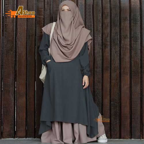 Irani queen Stylish abaya, (hijab, niqab ,Skirt & Burkha) Borkha Dubai Charry Black contrast 454