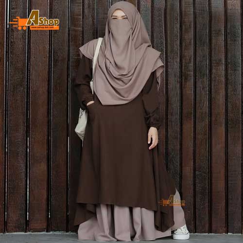 Irani queen Stylish abaya, (hijab, niqab ,Skirt & Burkha) Borkha Dubai Charry Black contrast 455