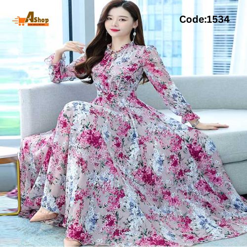 Exclusive Stylish Azmiry High Quality 3D Print Long sleeve Long Kurti Pink Color 1534 Icon