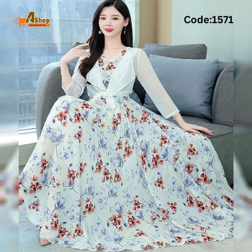 Stylish Elegant Sleeveless Floor Torch Long Gown Koti Style Long Kurti 1571