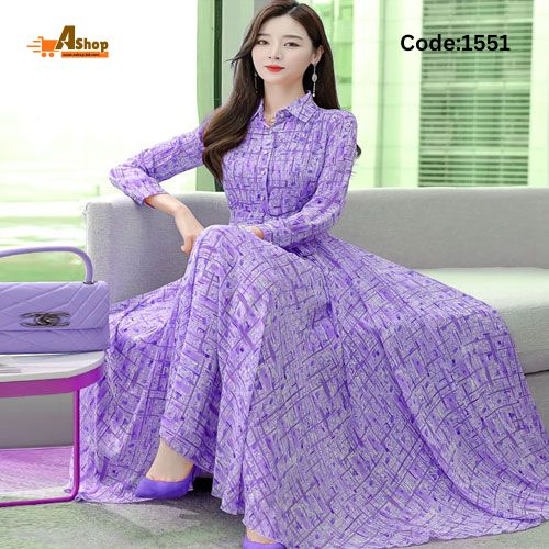 Formal Stylish Long Shirt Step Long Gown Long Sleeve For Women 1551