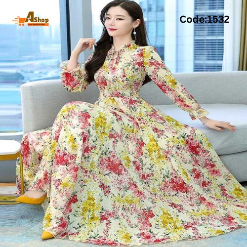 Formal Stylish Long Shirt Step Long Gown Long Sleeve For Women 1552