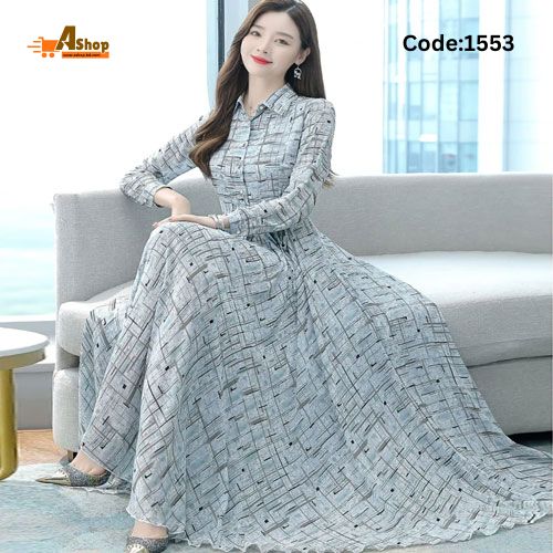 Formal Stylish Long Shirt Step Long Gown Long Sleeve For Women 1553