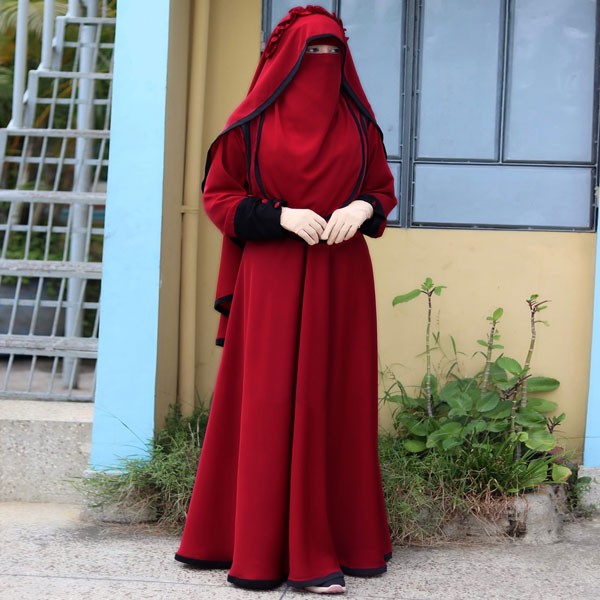 Mohuya 3 sweets hijab and burqa Set Dubai Charry Maroon 493