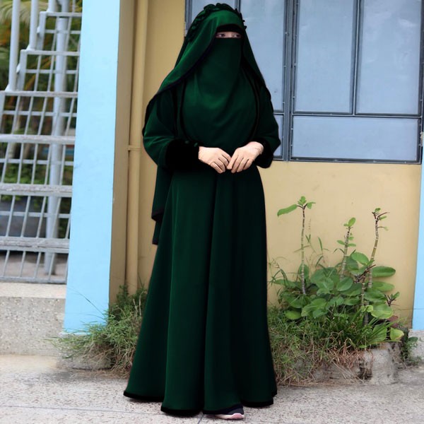 Mohuya 3 sweets hijab and burqa Set Dubai Charry Bottle Green 494
