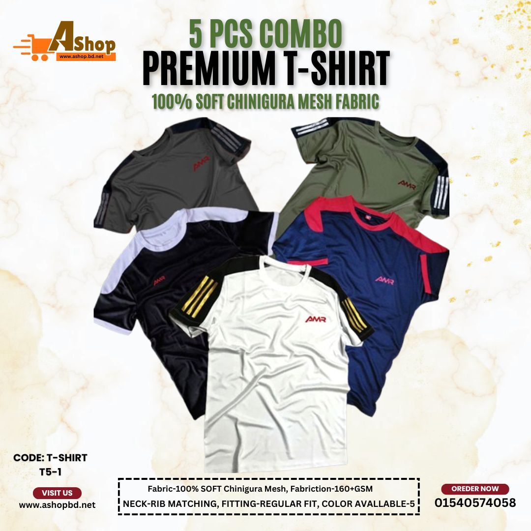 5 Pcs Premium Quality T-Shirt T5-1