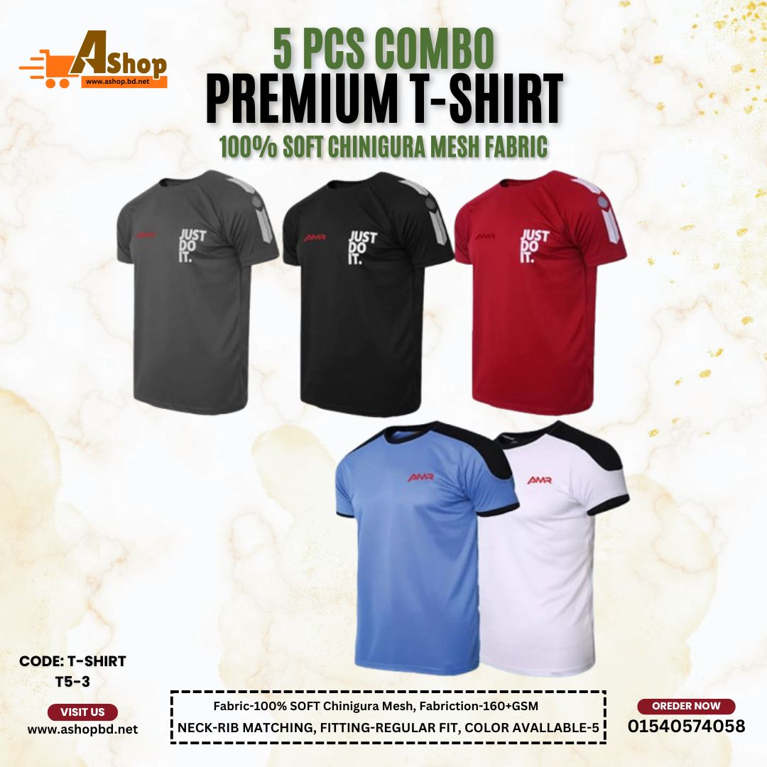 5 Pcs Premium Quality T-Shirt T5-3