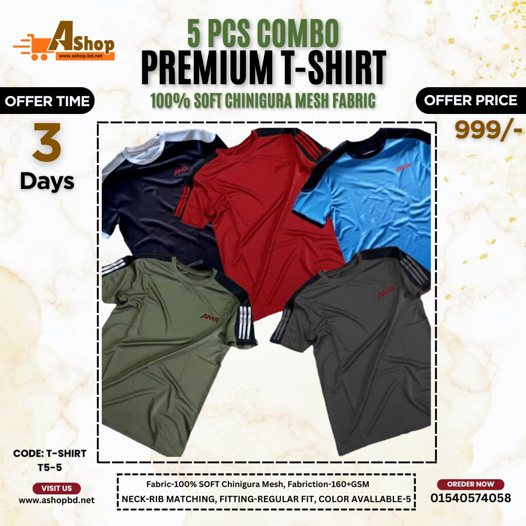 5 Pcs Premium Quality T-Shirt T5-5
