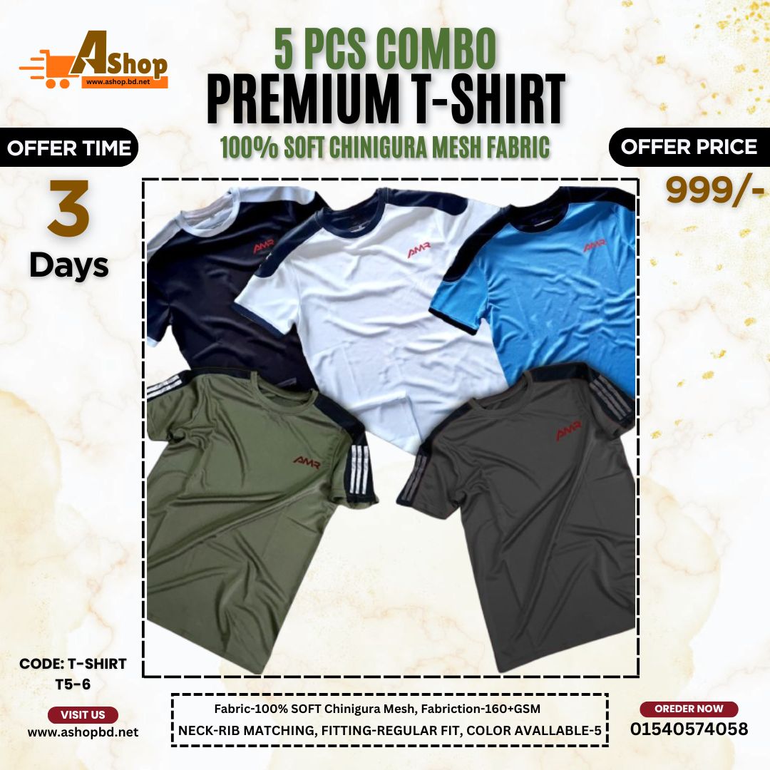 5 Pcs Premium Quality T-Shirt T5-6