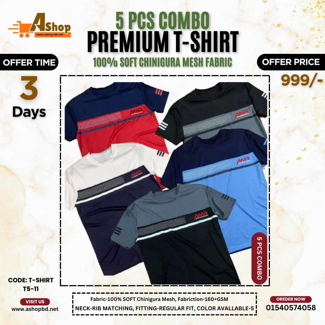 5 Pcs Premium Quality T-Shirt T5-11