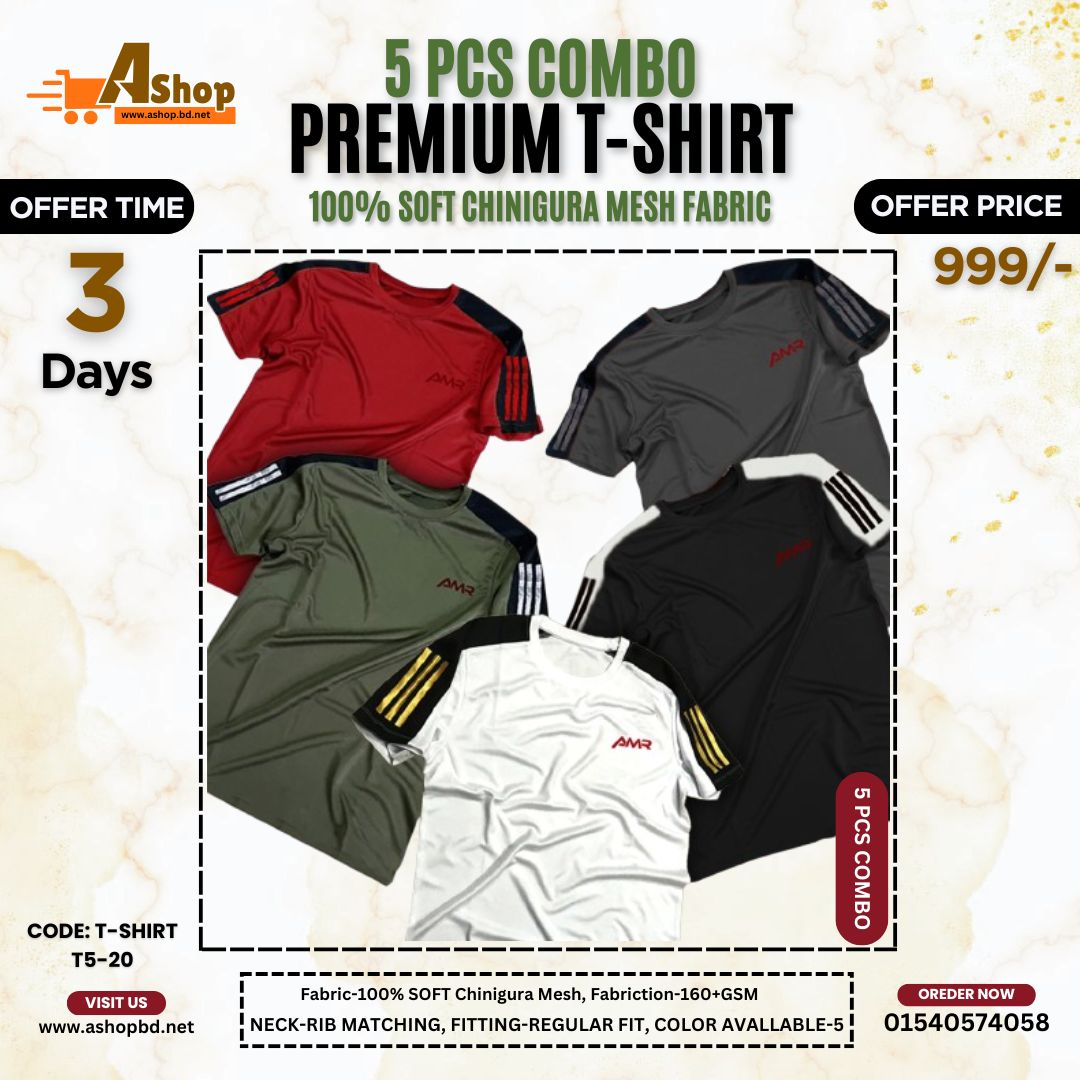 5 Pcs Premium Quality T-Shirt T5-20